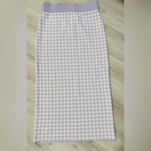 ZARA White & Lavender plaids Long Skirt Size M
